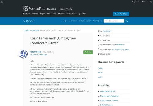 
                            4. Login Fehler nach „Umzug“ von Localhost zu Strato | WordPress.org