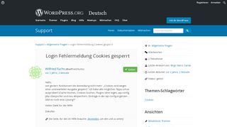 
                            5. Login Fehlermeldung Cookies gesperrt | WordPress.org