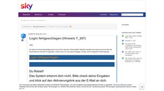 
                            1. Login fehlgeschlagen (Hinweis T_207) | Sky & Friends