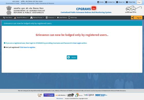 
                            1. Login First - CPGRAMS