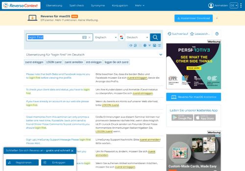 
                            2. login first - Deutsch Übersetzung - Englisch Beispiele | Reverso ...
