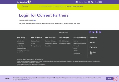 
                            1. Login for Current Partners - Dr.Reddy's