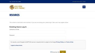 
                            5. Login for Gold Medal Safety Padding: Designer Resources