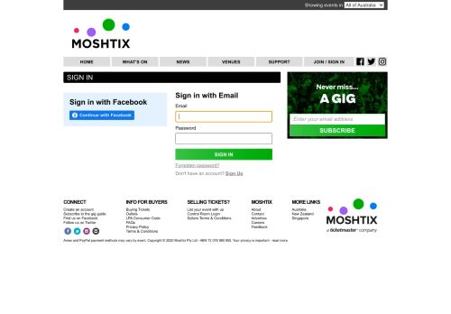 
                            8. Login for Moshtix