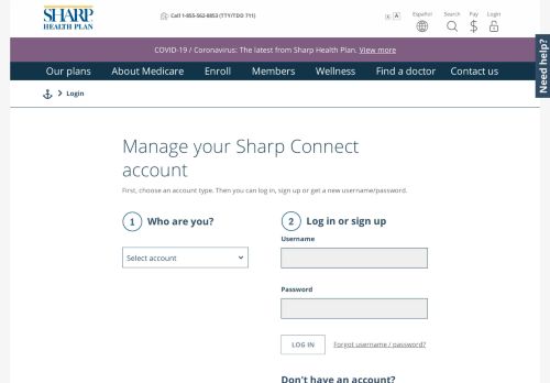
                            11. Login for Sharp Connect - Sharp Direct Advantage Medicare, San Diego