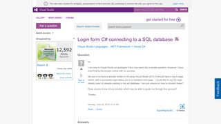 
                            8. Login form C# connecting to a SQL database - MSDN - Microsoft