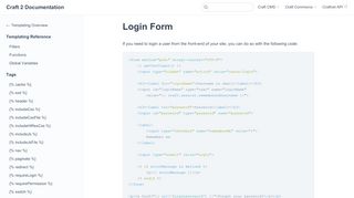 
                            1. Login Form | Craft 2 Documentation - Craft CMS documentation