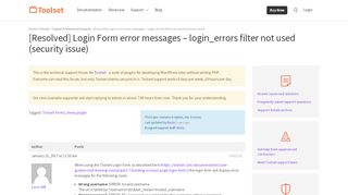 
                            11. Login Form error messages - login_errors filter not used (security ...