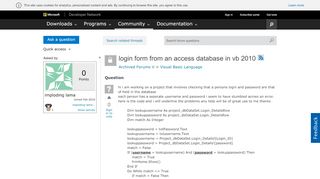 
                            6. login form from an access database in vb 2010 - MSDN - Microsoft