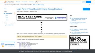 
                            8. Login Form in Visual Basic 2010 and Access Database - Stack Overflow