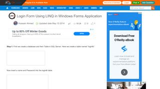 
                            3. Login Form Using LINQ in Windows Forms Application - C# Corner