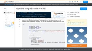 
                            3. login form using ms access in vb.net - Stack Overflow