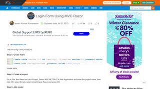 
                            2. Login Form Using MVC Razor - C# Corner