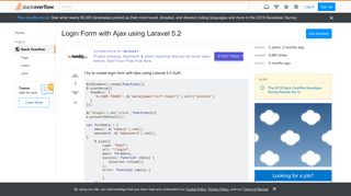 
                            1. Login Form with Ajax using Laravel 5.2 - Stack Overflow