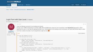 
                            12. Login Form with User Level - Access World Forums - access ...