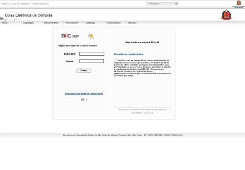 
                            5. Login Fornecedor Para acesso ao sistema BEC/SP