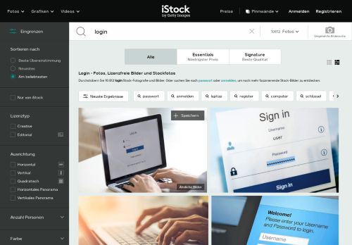 
                            3. Login – Fotos und Grafiken - Lizenzfreie Bilder - Thinkstock Deutsch