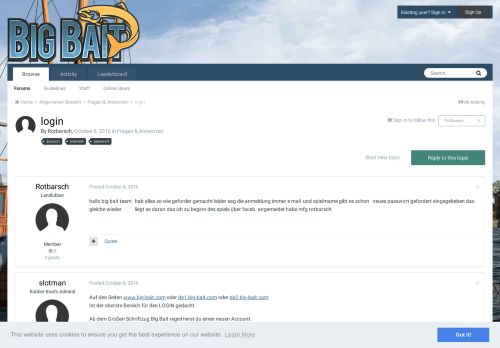 
                            4. login - Fragen & Antworten - Big Bait Forum - unikat media GmbH