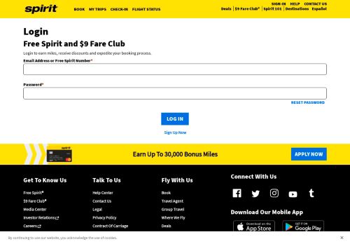 
                            6. Login - Free Spirit | Spirit Airlines