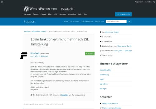 
                            4. Login funktioniert nicht mehr nach SSL Umstellung | WordPress.org