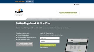 
                            6. Login für Abonnenten - DVGW-Regelwerk Plus