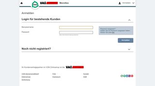 
                            1. Login für bestehende Kunden - VGN Onlineshop MeinAbo - VAG
