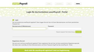 
                            1. Login für das kostenlose smartPayroll - Portal