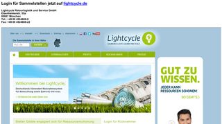 
                            1. Login für Sammelstellen jetzt auf lightcycle.de