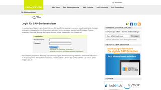
                            6. Login für SAP-Stellenanbieter - newjob.de, der SAP-Stellenmarkt