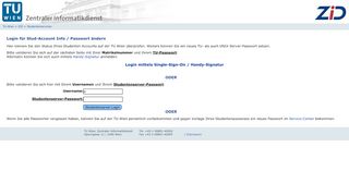 
                            2. Login für Stud-Account Info / Passwort ändern | ZID | TU Wien