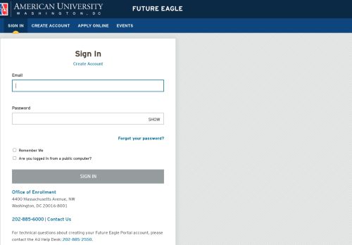
                            6. Login | Future Eagle | American University, Washington, DC
