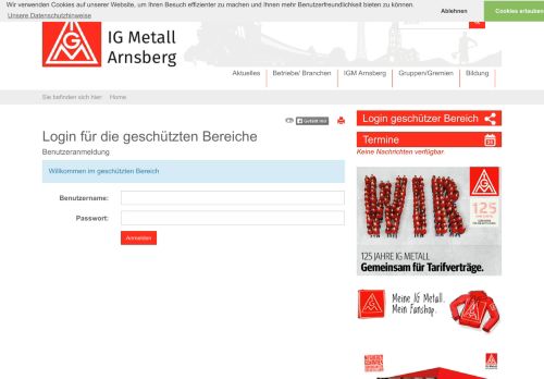 
                            12. Login geschützer Bereich - IG Metall Arnsberg