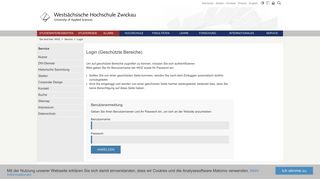 
                            1. Login (Geschützte Bereiche) auf Westsächsische Hochschule Zwickau