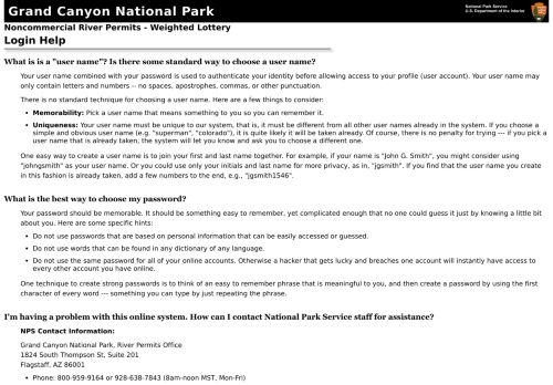 
                            6. Login Help - Grand Canyon Noncommercial River Permits - National ...