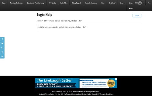 
                            4. Login Help – Need Help - The Rush Limbaugh Show
