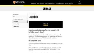 
                            7. Login help | OnBase | University of Waterloo