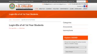 
                            3. Login-IDs of all 1st Year Students - GGDSD College