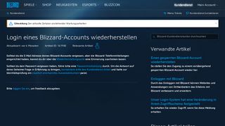 
                            2. Login Ihres Blizzard-Accounts wiederherstellen - Blizzard-Kundendienst