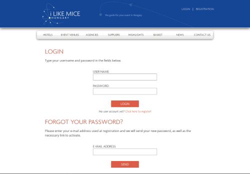 
                            10. Login - iLIKE MICE HUNGARY - the guide for your event in Hungary