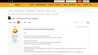 
                            4. Login im Frontend nicht mehr möglich! - Joomlapolis Forum