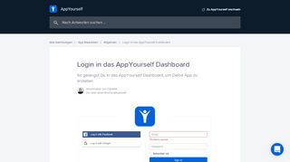 
                            2. Login in das AppYourself Dashboard | AppYourself Hilfe & Wissen