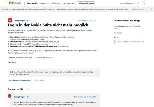 
                            6. Login in der Nokia Suite nicht mehr möglich - Microsoft Community