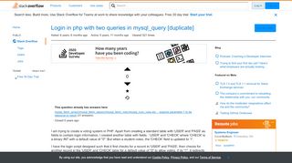 
                            2. Login in php with two queries in mysql_query - Stack Overflow