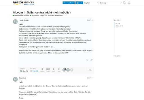 
                            2. Login in Seller central nicht mehr möglich - Allgemeine Fragen zum ...