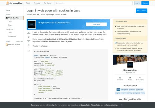 
                            1. Login in web page with cookies in Java - Stack Overflow