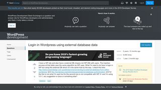 
                            1. Login in Wordpress using external database data - WordPress ...