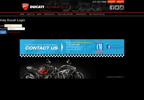 
                            12. Login : Indy Ducati