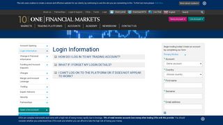 
                            13. Login Information | One Financial Markets