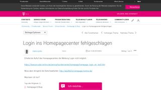
                            5. Login ins Homepagecenter fehlgeschlagen - Telekom hilft Community