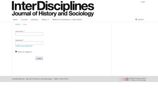 
                            11. Login - InterDisciplines. Journal of History and Sociology